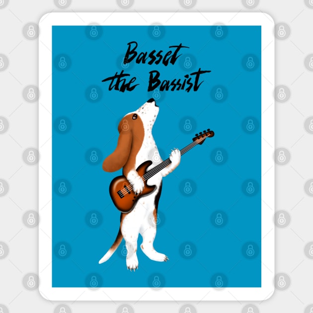 Basset the Bassist Sticker by illucalliart